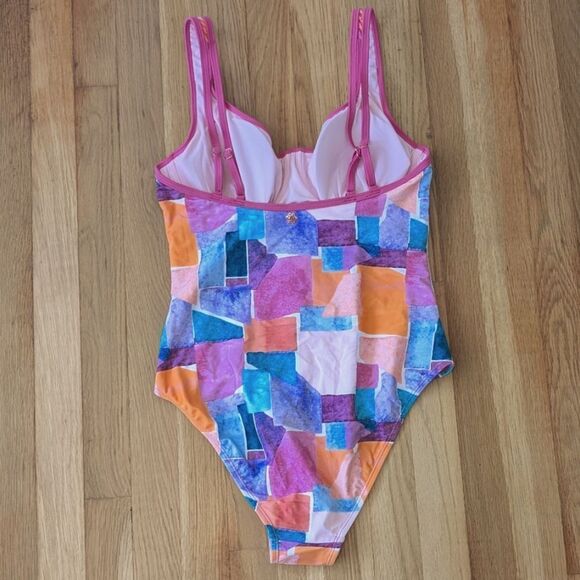 Nanette Lepore Swim pink color lock one piece swimsuit NWT - Picture 3 of 6